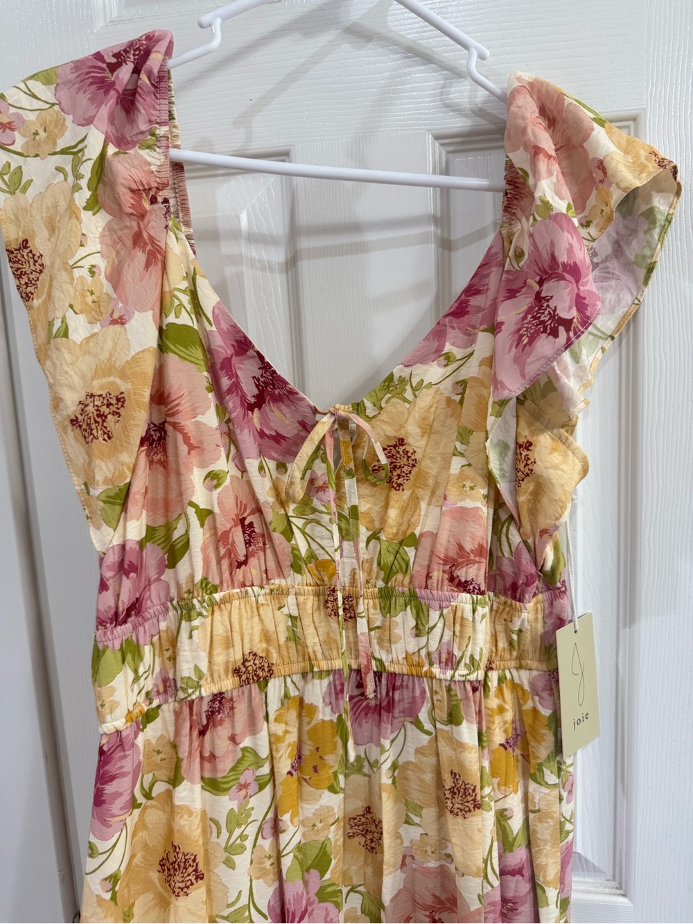 Joie Cream Floral Maxi Dress with Pink & Yellow Blooms - Picture 2 of 6